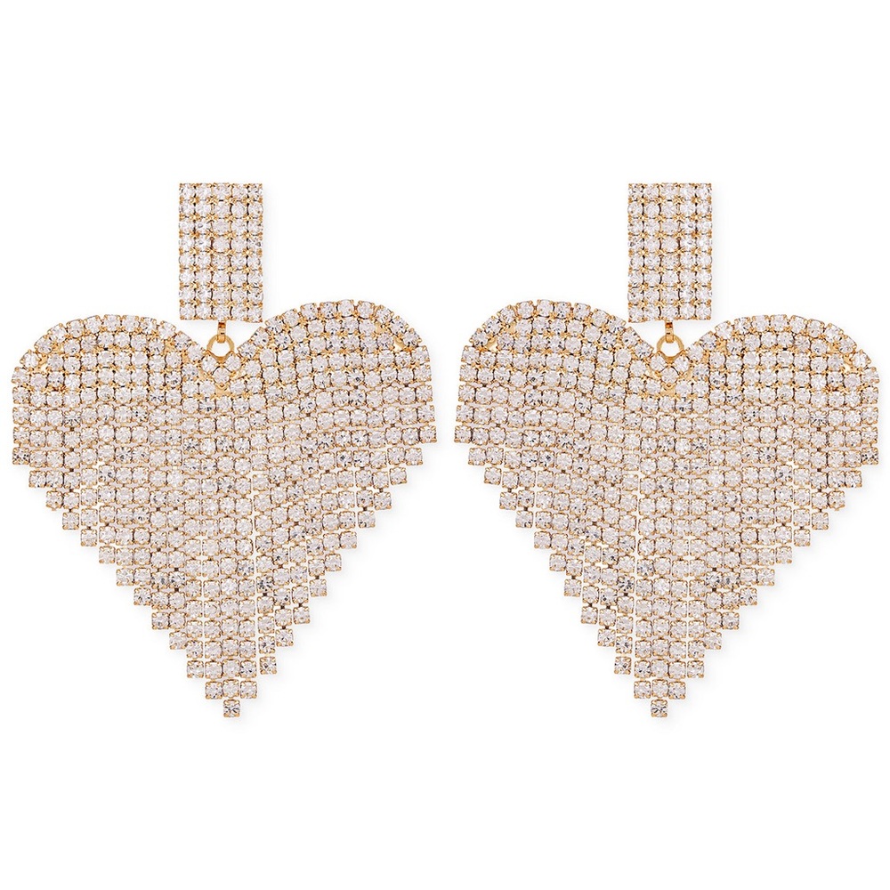 New!! Guess Crystal Rhinestone Heart Chandelier Drop Earrings